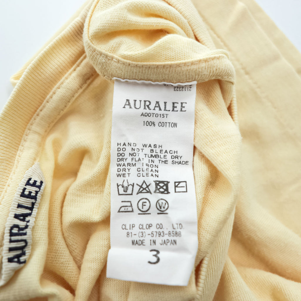 AURALEE 日本製 シームレス クルーネック Tシャツ M イエロー Seamless Crew Neck Tee A00T01ST