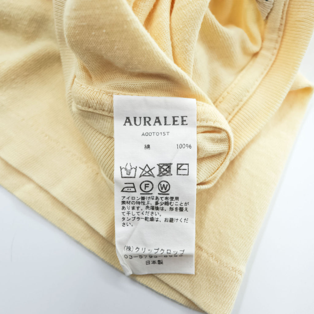 AURALEE 日本製 シームレス クルーネック Tシャツ M イエロー Seamless Crew Neck Tee A00T01ST