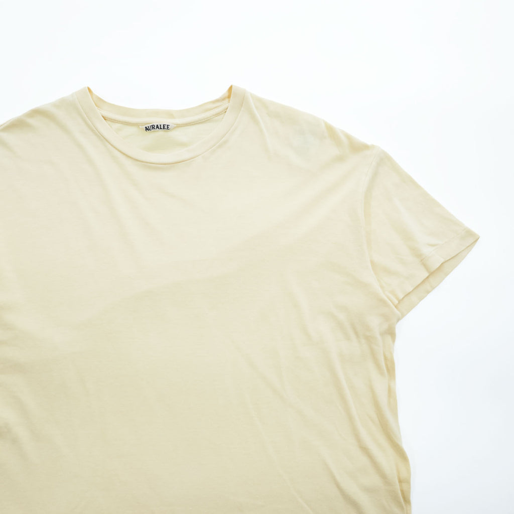 AURALEE 日本製 シームレス クルーネック Tシャツ M イエロー Seamless Crew Neck Tee A00T01ST