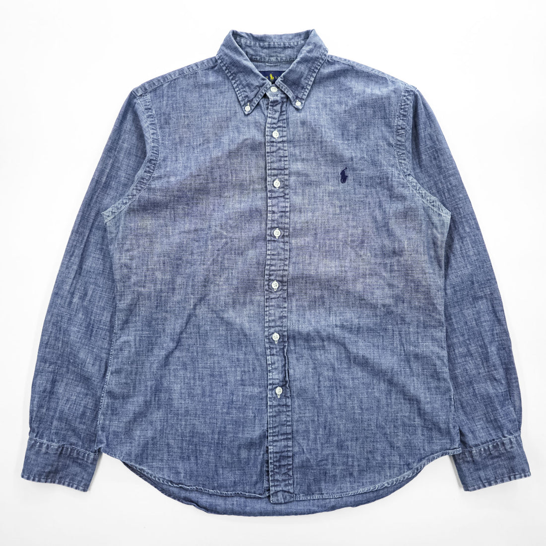 Ralph Lauren 長袖シャンブレーシャツ L インディゴ ブルー SLIM FIT ボタンダウン