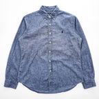 Ralph Lauren 長袖シャンブレーシャツ L インディゴ ブルー SLIM FIT ボタンダウン