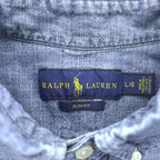 Ralph Lauren 長袖シャンブレーシャツ L インディゴ ブルー SLIM FIT ボタンダウン