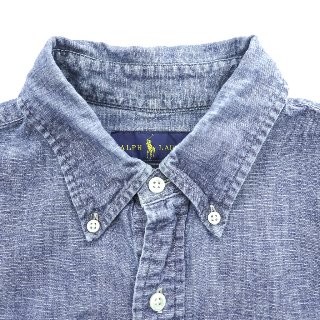 Ralph Lauren 長袖シャンブレーシャツ L インディゴ ブルー SLIM FIT ボタンダウン
