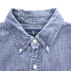 Ralph Lauren 長袖シャンブレーシャツ L インディゴ ブルー SLIM FIT ボタンダウン