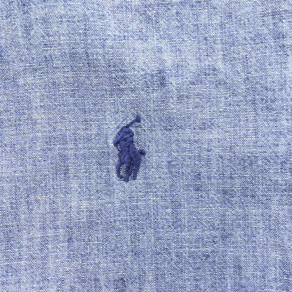 Ralph Lauren 長袖シャンブレーシャツ L インディゴ ブルー SLIM FIT ボタンダウン