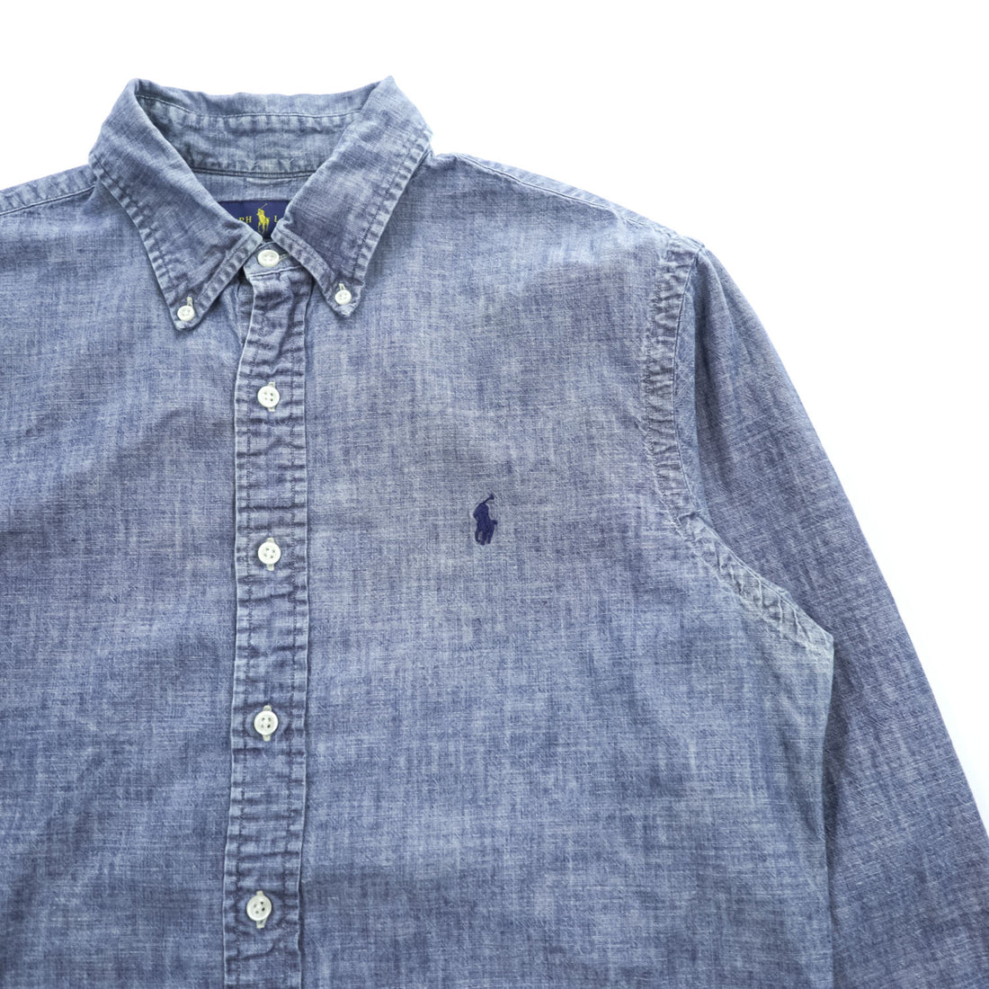 Ralph Lauren 長袖シャンブレーシャツ L インディゴ ブルー SLIM FIT ボタンダウン