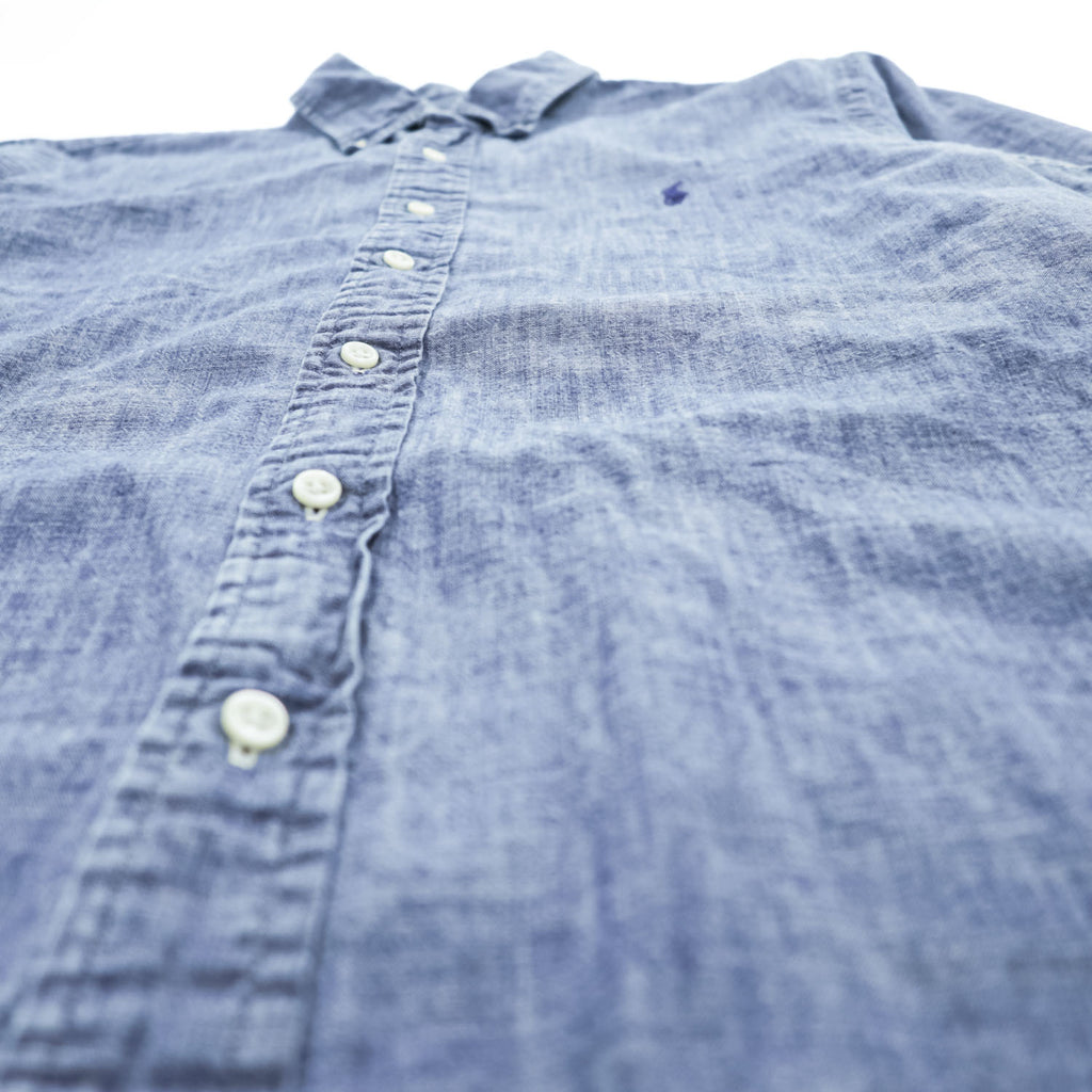 Ralph Lauren 長袖シャンブレーシャツ L インディゴ ブルー SLIM FIT ボタンダウン