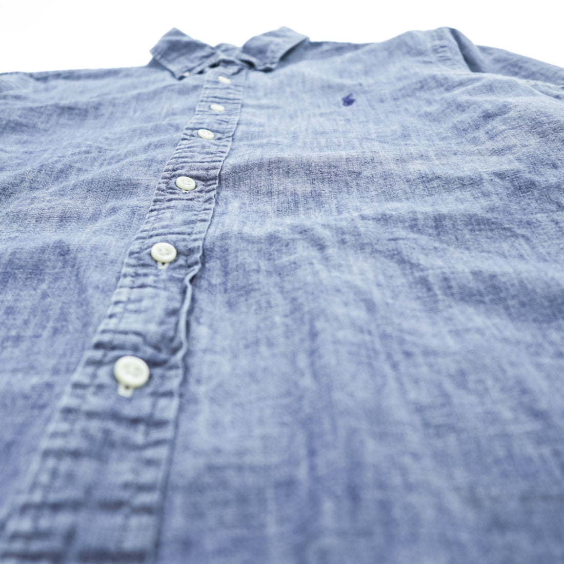 Ralph Lauren 長袖シャンブレーシャツ L インディゴ ブルー SLIM FIT ボタンダウン