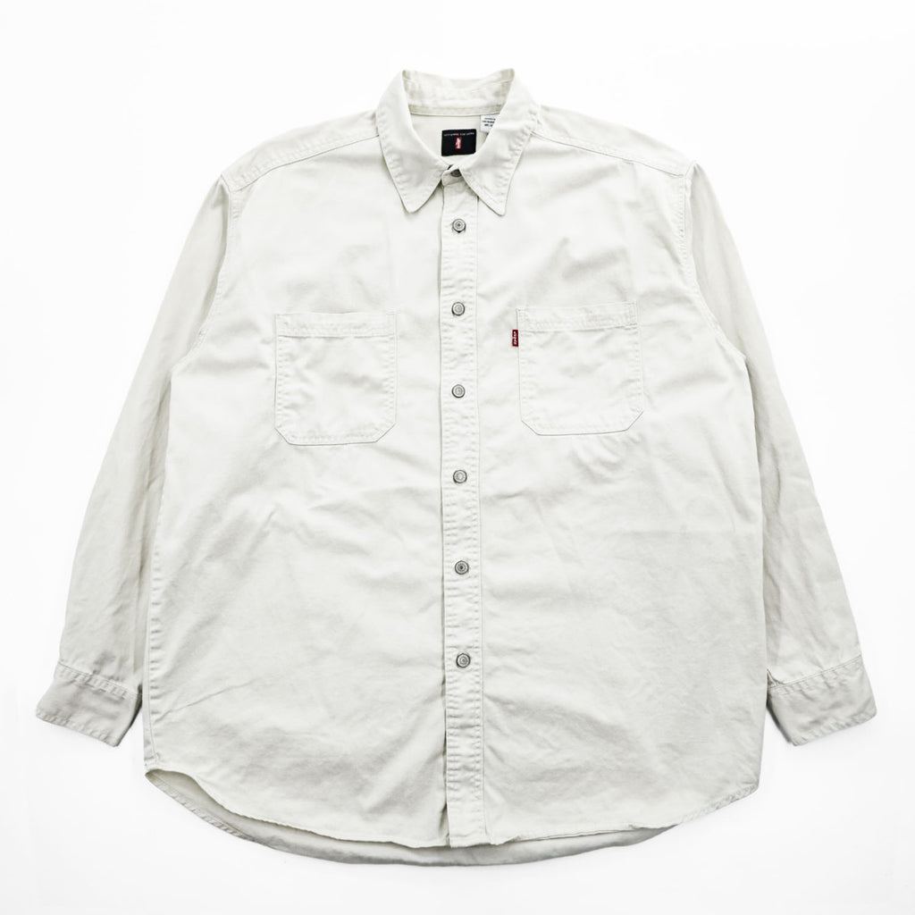 Levi's RED TAB JEANS 長袖デニムワークシャツ M ホワイト メタルボタン ダブルポケット 60560-1309