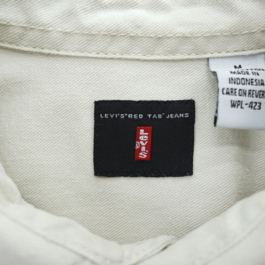 Levi's RED TAB JEANS 長袖デニムワークシャツ M ホワイト メタルボタン ダブルポケット 60560-1309