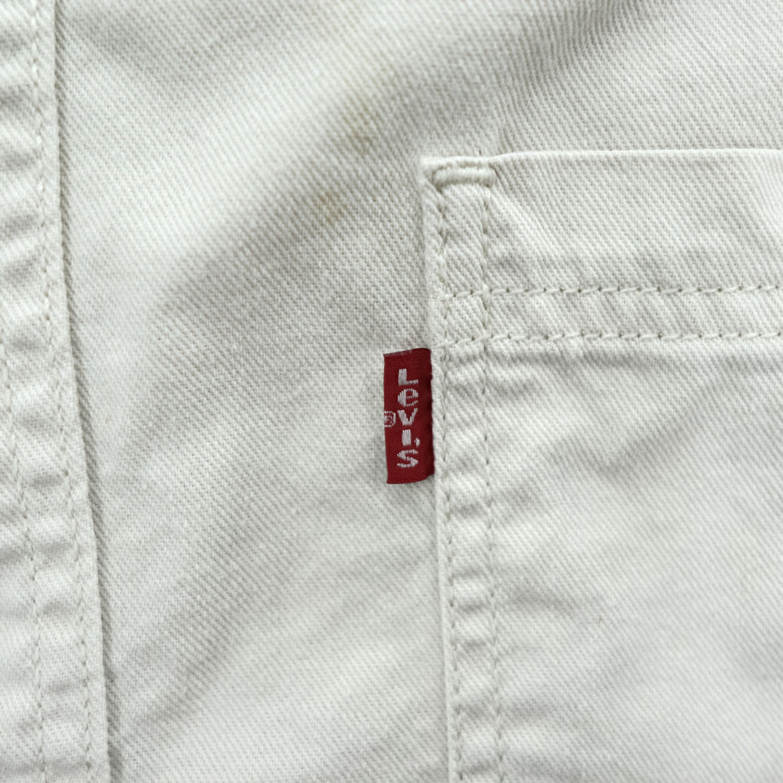 Levi's RED TAB JEANS 長袖デニムワークシャツ M ホワイト メタルボタン ダブルポケット 60560-1309
