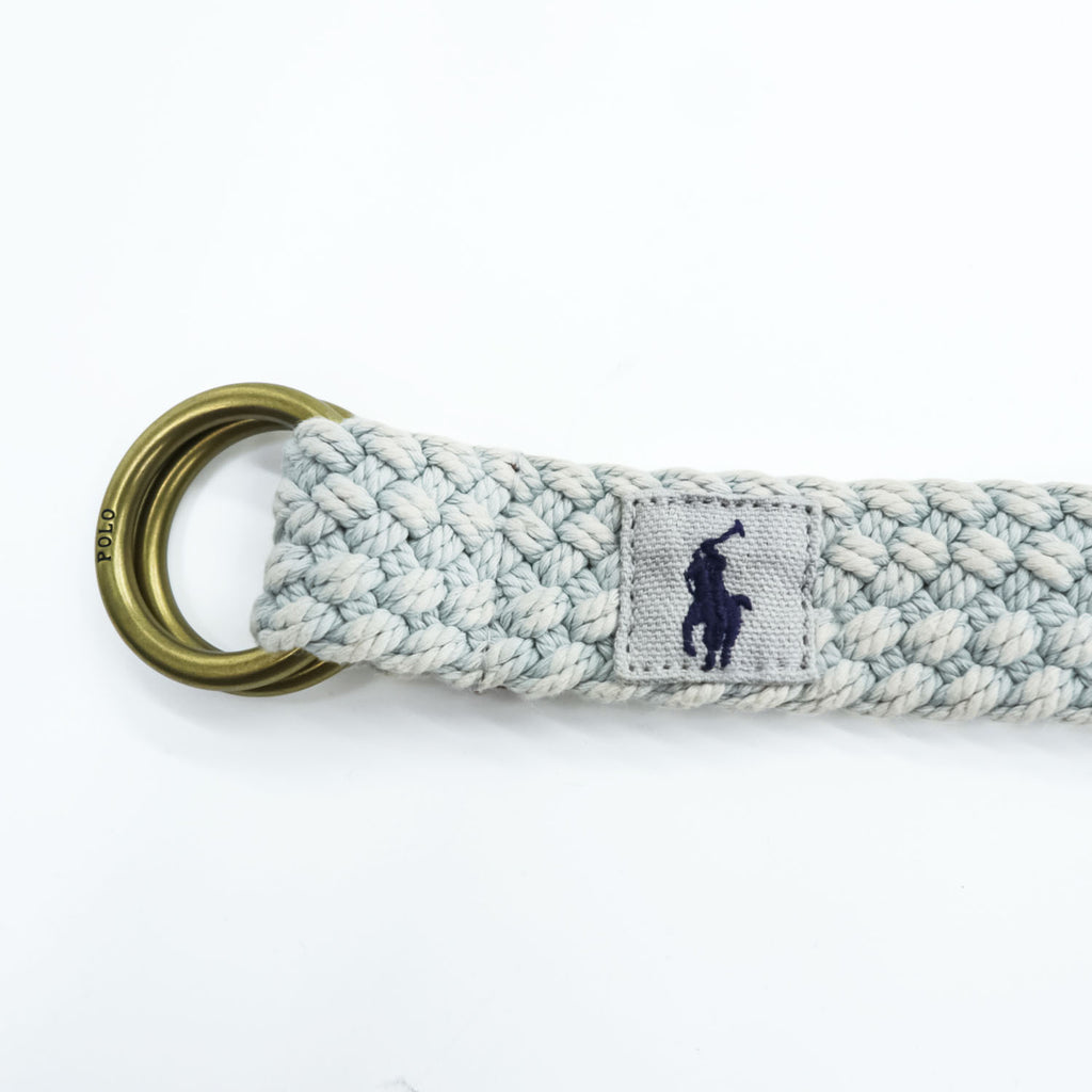 Polo Ralph Lauren 編み込み ダブルリング ベルト ライトブルー 真鍮 ゴールド