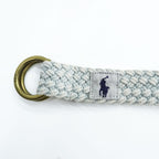 Polo Ralph Lauren 編み込み ダブルリング ベルト ライトブルー 真鍮 ゴールド