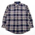 PENDLETON USA製 100%バージンウール 長袖 シャツ M ネイビー チェック ボタンダウン 胸ポケット