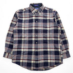 PENDLETON USA製 100%バージンウール 長袖 シャツ M ネイビー チェック ボタンダウン 胸ポケット