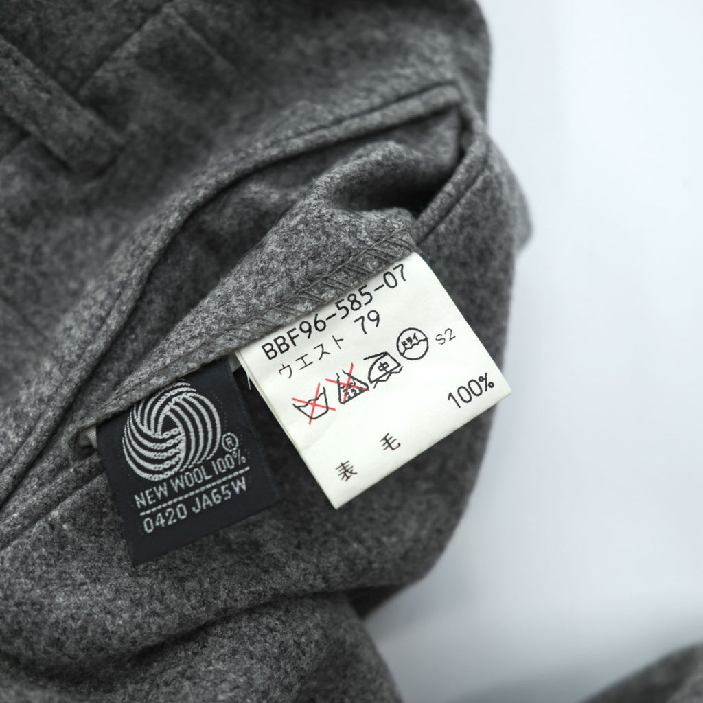 BURBERRY 日本製 90年代 ヴィンテージ 2タック スラックス パンツ M グレー ツイード プリーツ