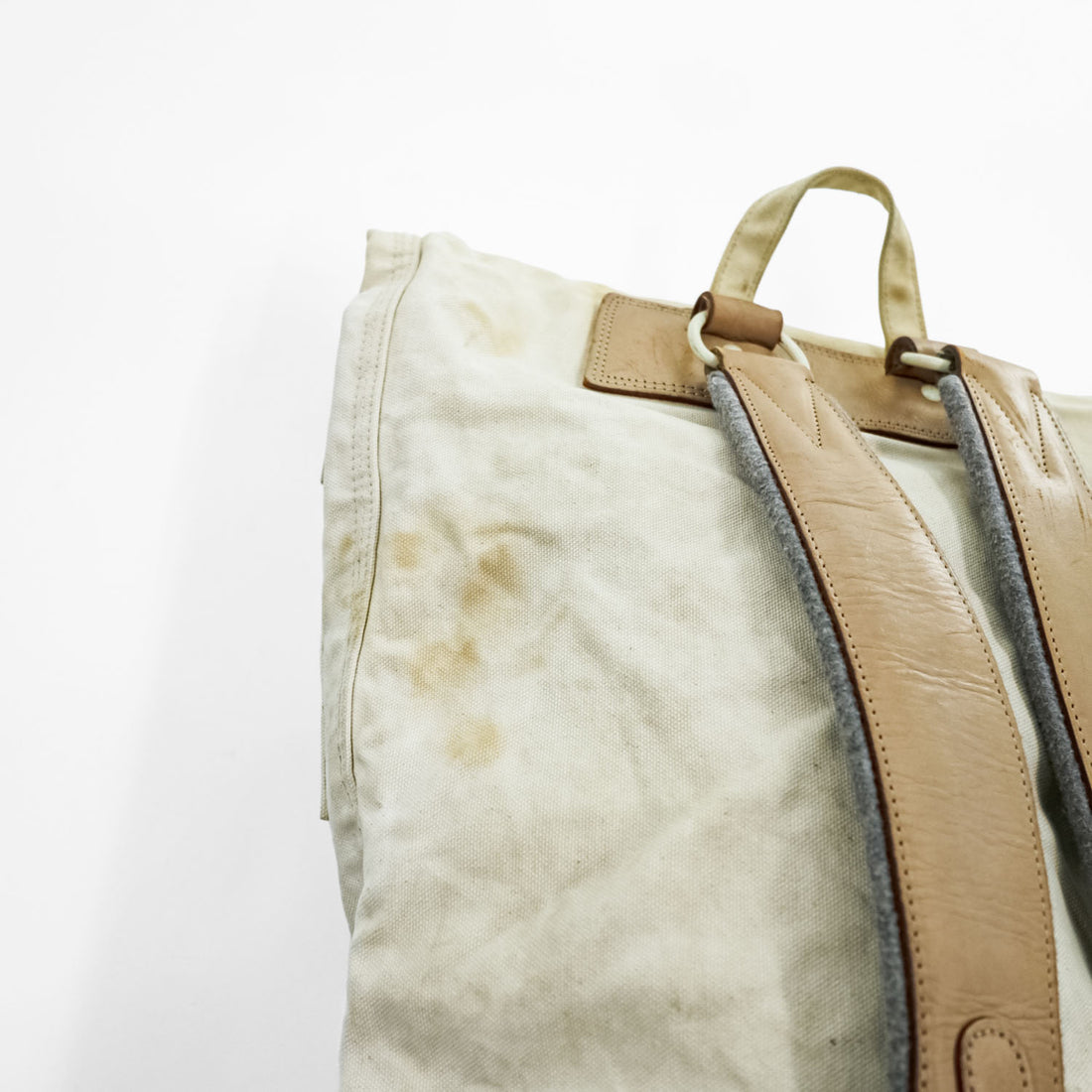 PORTER ( 吉田カバン ) ミリタリー ダッフルバッグ リュック キャンバス レザー 生成り ステンシル