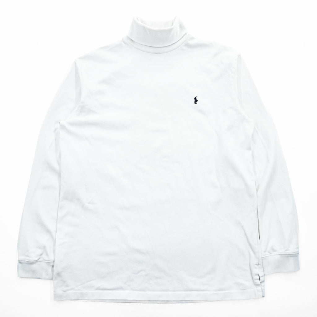 Polo Ralph Lauren 90年代 タートルネック 長袖 ロングスリーブ Tシャツ L ホワイト ポニー刺繍