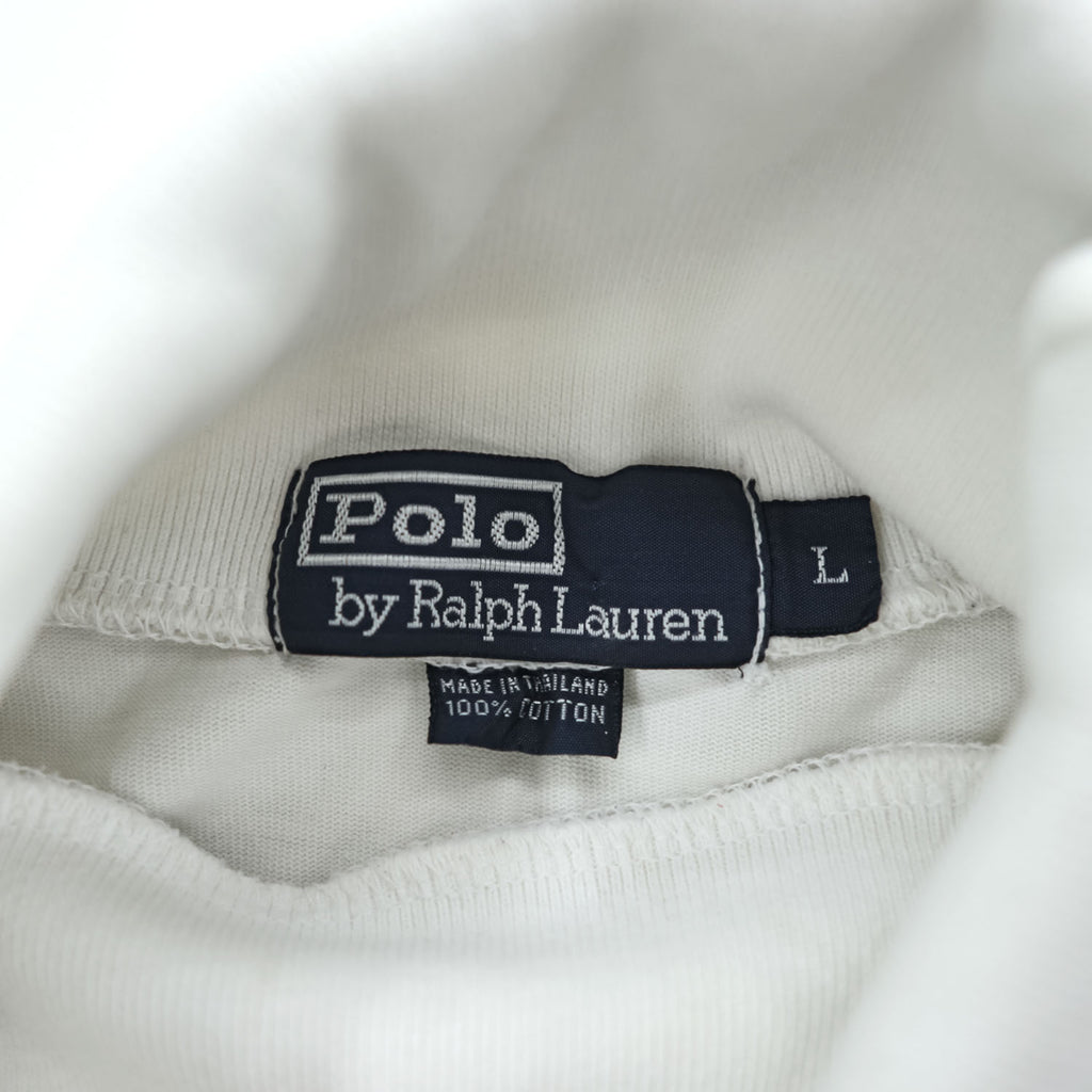 Polo Ralph Lauren 90年代 タートルネック 長袖 ロングスリーブ Tシャツ L ホワイト ポニー刺繍