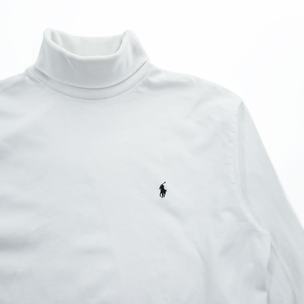 Polo Ralph Lauren 90年代 タートルネック 長袖 ロングスリーブ Tシャツ L ホワイト ポニー刺繍
