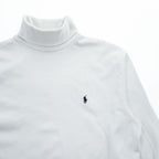 Polo Ralph Lauren 90年代 タートルネック 長袖 ロングスリーブ Tシャツ L ホワイト ポニー刺繍