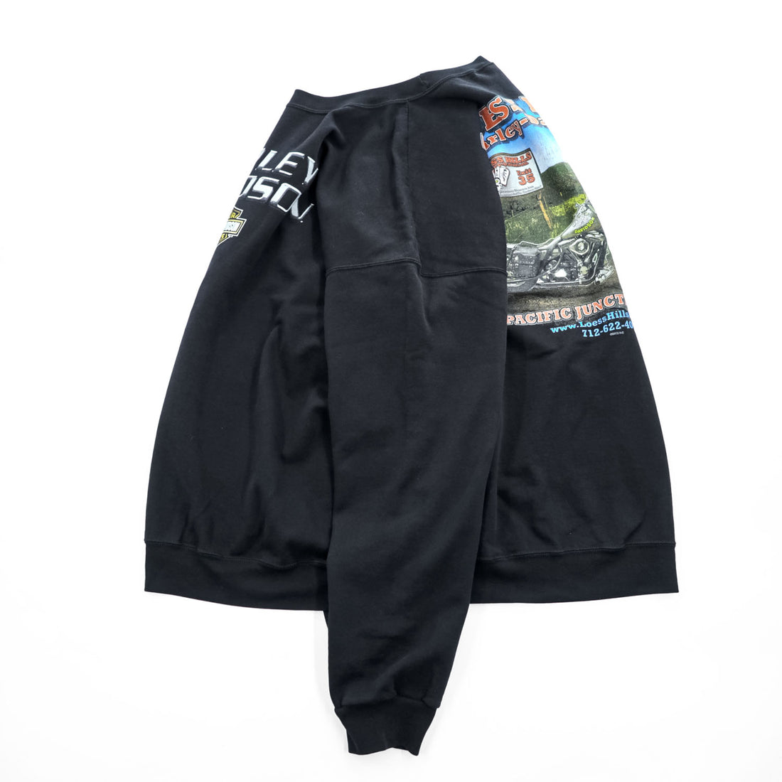 HARLEY DAVIDSON 両面プリント スウェット トレーナー 2XL ブラック ビッグサイズ LOESS HILLS