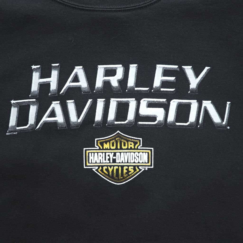 HARLEY DAVIDSON 両面プリント スウェット トレーナー 2XL ブラック ビッグサイズ LOESS HILLS