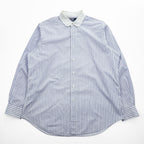 Polo Ralph Lauren 90年代 ヴィンテージ 長袖 シャツ L ホワイト ブルー ストライプ 丸襟