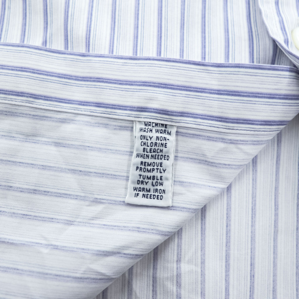 Polo Ralph Lauren 90年代 ヴィンテージ 長袖 シャツ L ホワイト ブルー ストライプ 丸襟