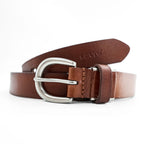 Levi's レザーベルト ブラウン ナロー シルバー ピン バックル