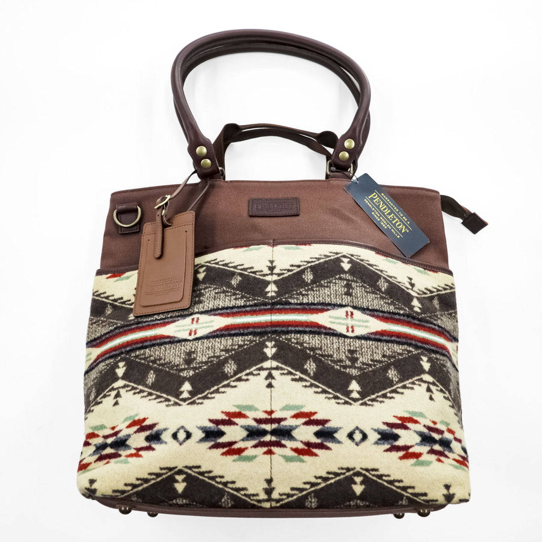 PENDLETON 2Way Tote Shoulder Bag Native Wool Leather Brown Made in Japan