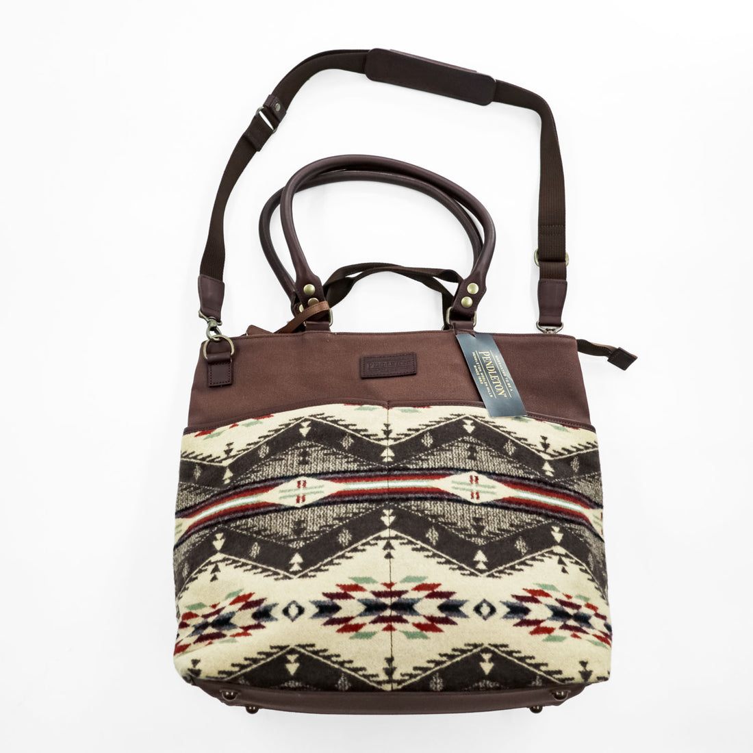 PENDLETON 2Way Tote Shoulder Bag Native Wool Leather Brown Made in Japan