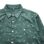 mont-bell All-Over Print Long Sleeve Shirt L Green Polyester Style 1114284 Made in India WIC Light Print Long Sleeve Shirt Men's
