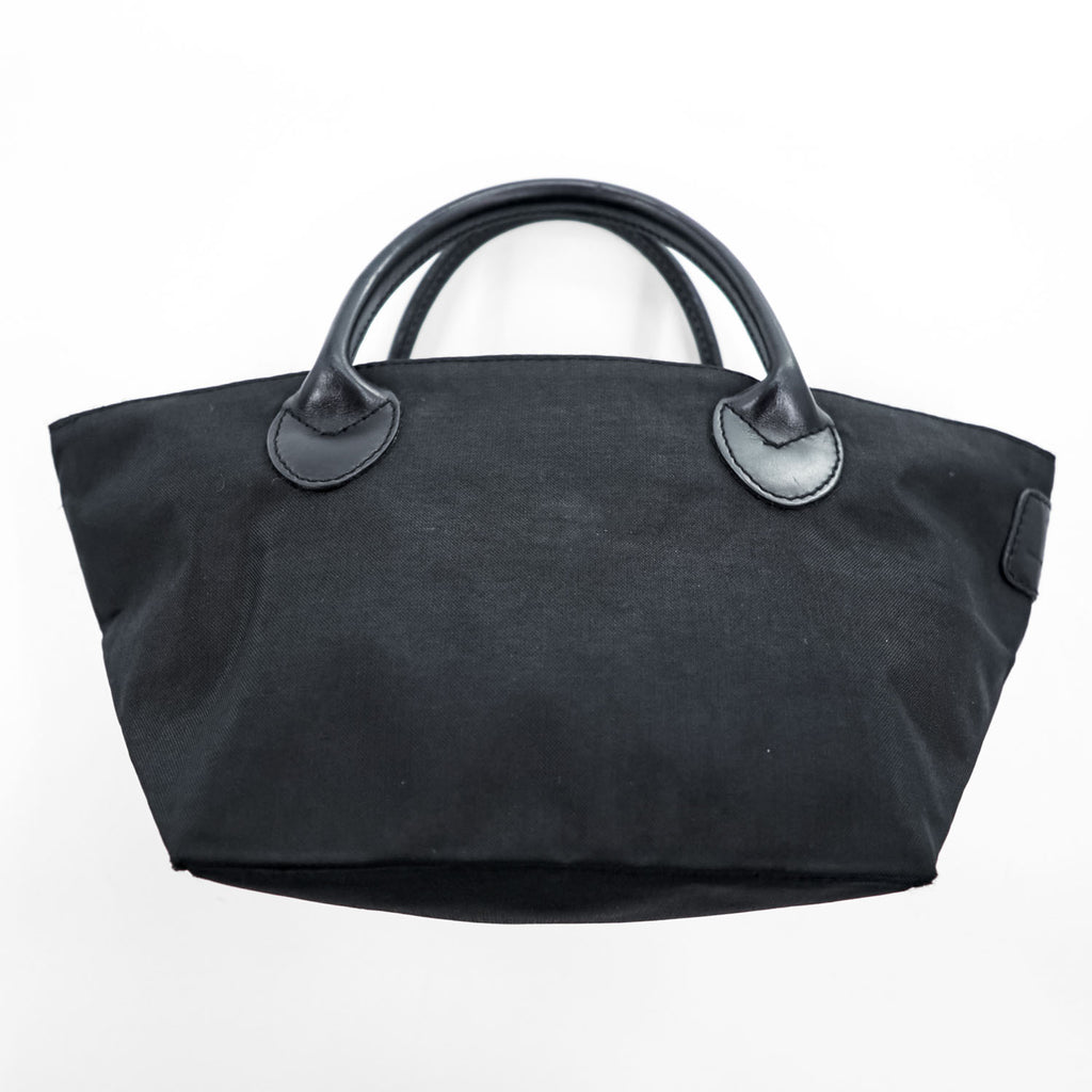 Herve Chapelier Vintage ND Line Leather Handle Boat Tote S Black Nylon Sheep Tag