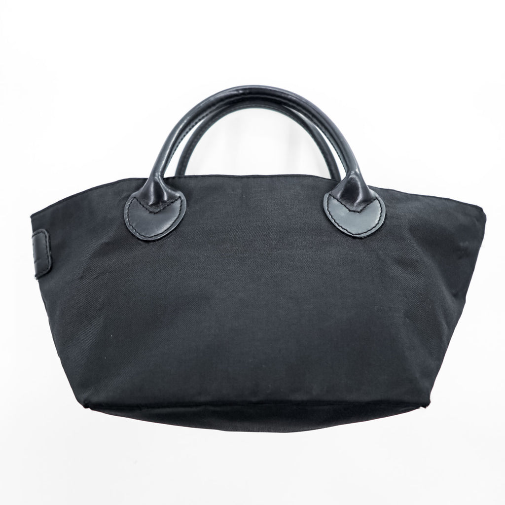 Herve Chapelier Vintage ND Line Leather Handle Boat Tote S Black Nylon Sheep Tag