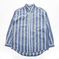 90s Levi's Blue White Striped Cotton Long Sleeve Shirt Men's M
