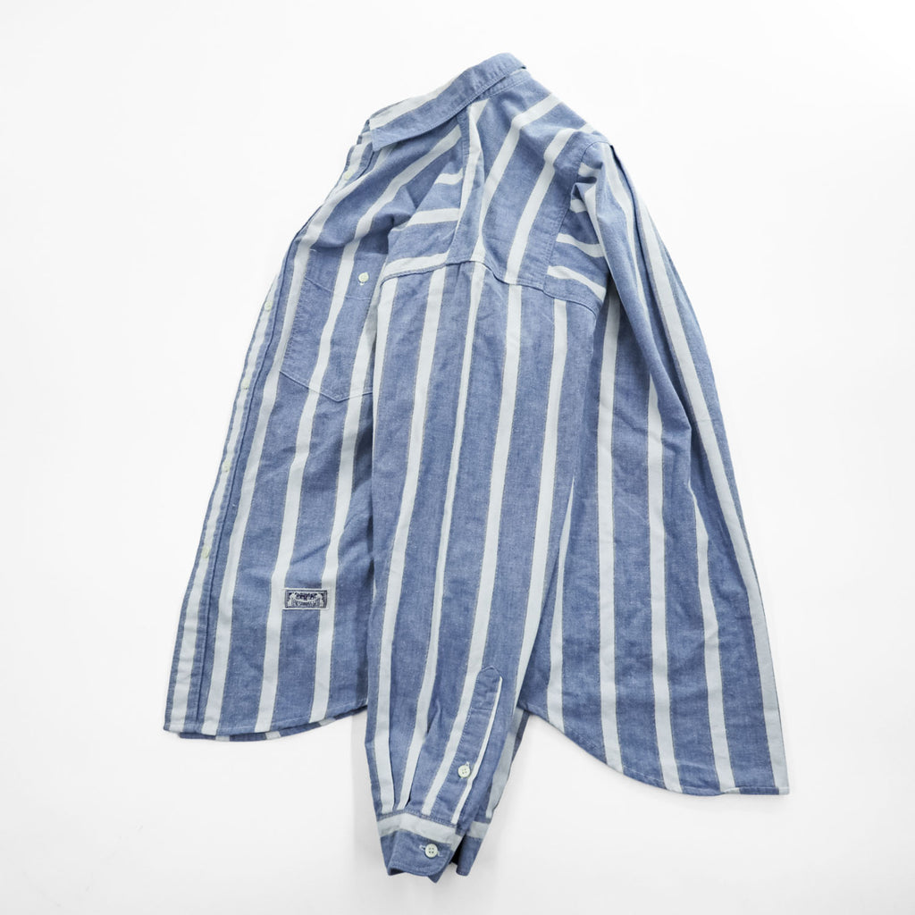 90s Levi's Blue White Striped Cotton Long Sleeve Shirt Men's M