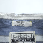 90s Levi's Blue White Striped Cotton Long Sleeve Shirt Men's M