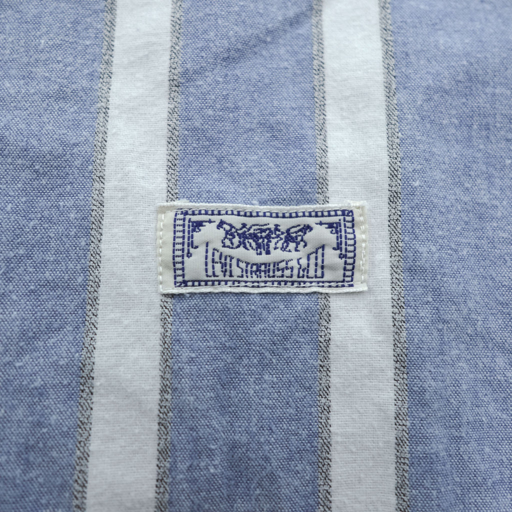 90s Levi's Blue White Striped Cotton Long Sleeve Shirt Men's M