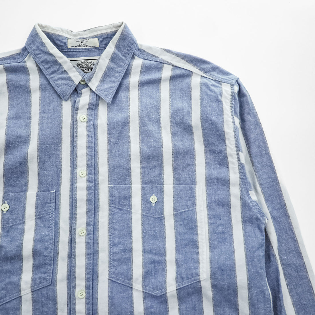 90s Levi's Blue White Striped Cotton Long Sleeve Shirt Men's M