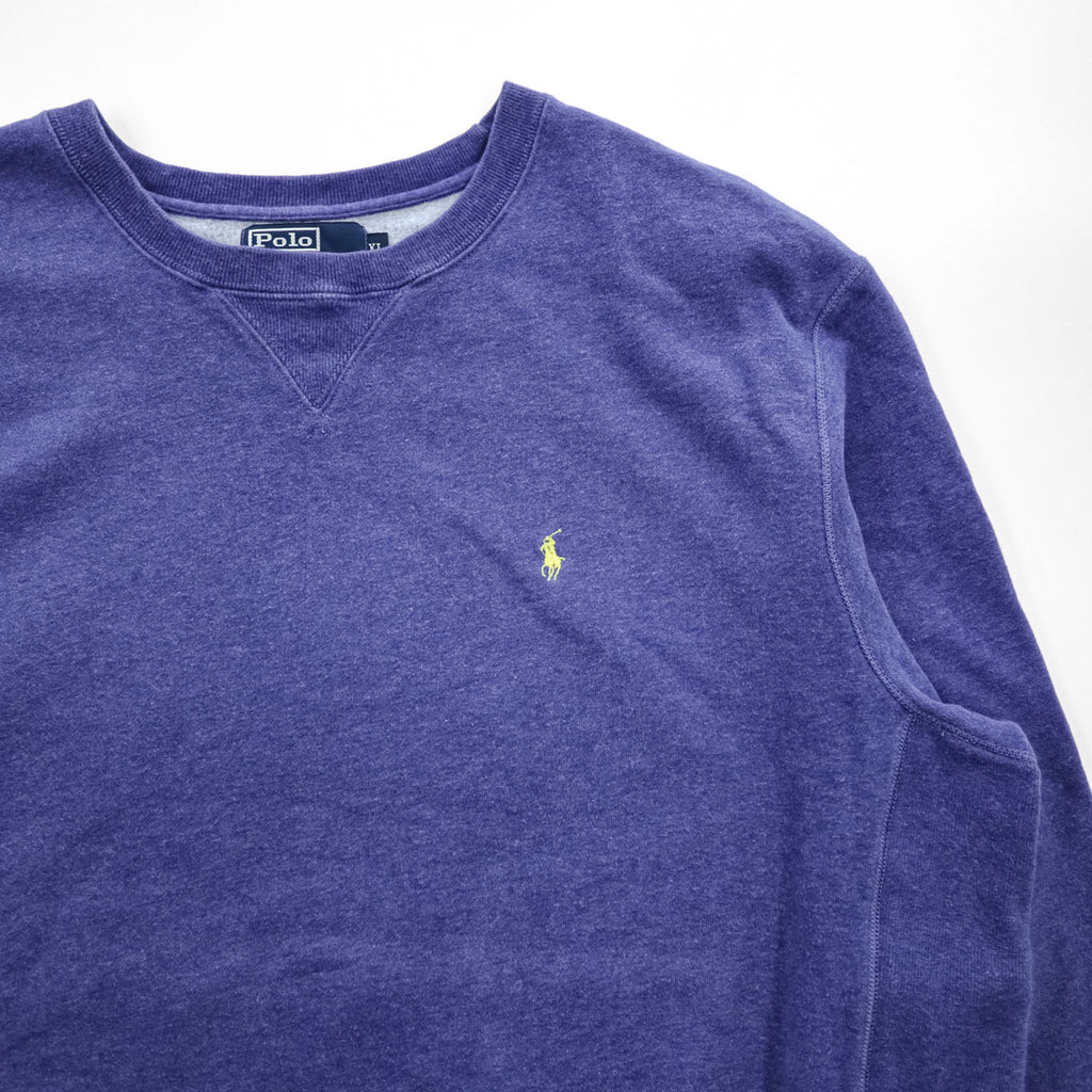90s Polo Ralph Lauren Pony Embroidered Sweatshirt XL Blue Cotton