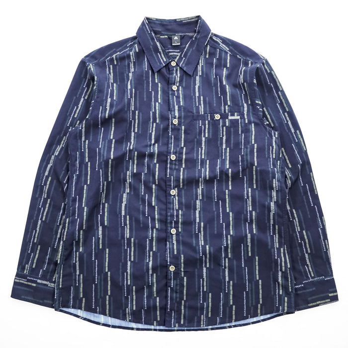 mont-bell WIC.ライト プリント ロングスリーブシャツ 長袖シャツ L ネイビー 総柄 1114284