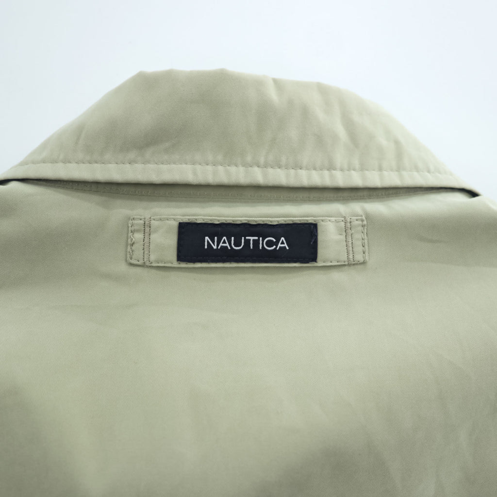 NAUTICA スウィングトップ ハリントンジャケット L ベージュ 裏地チェック チンストラップ ピーチスキン