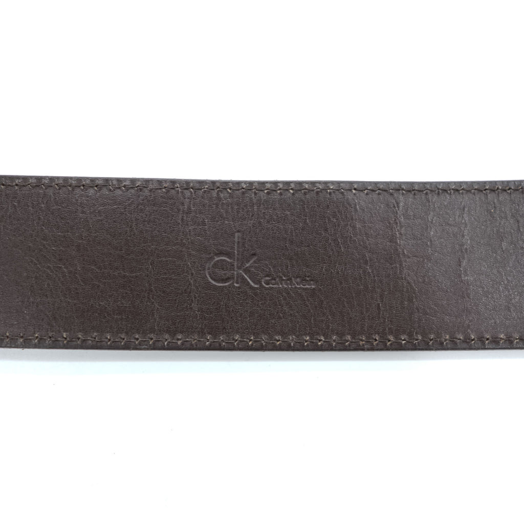 Calvin Klein レザーベルト ブラウン スクエアバックル ゴールド