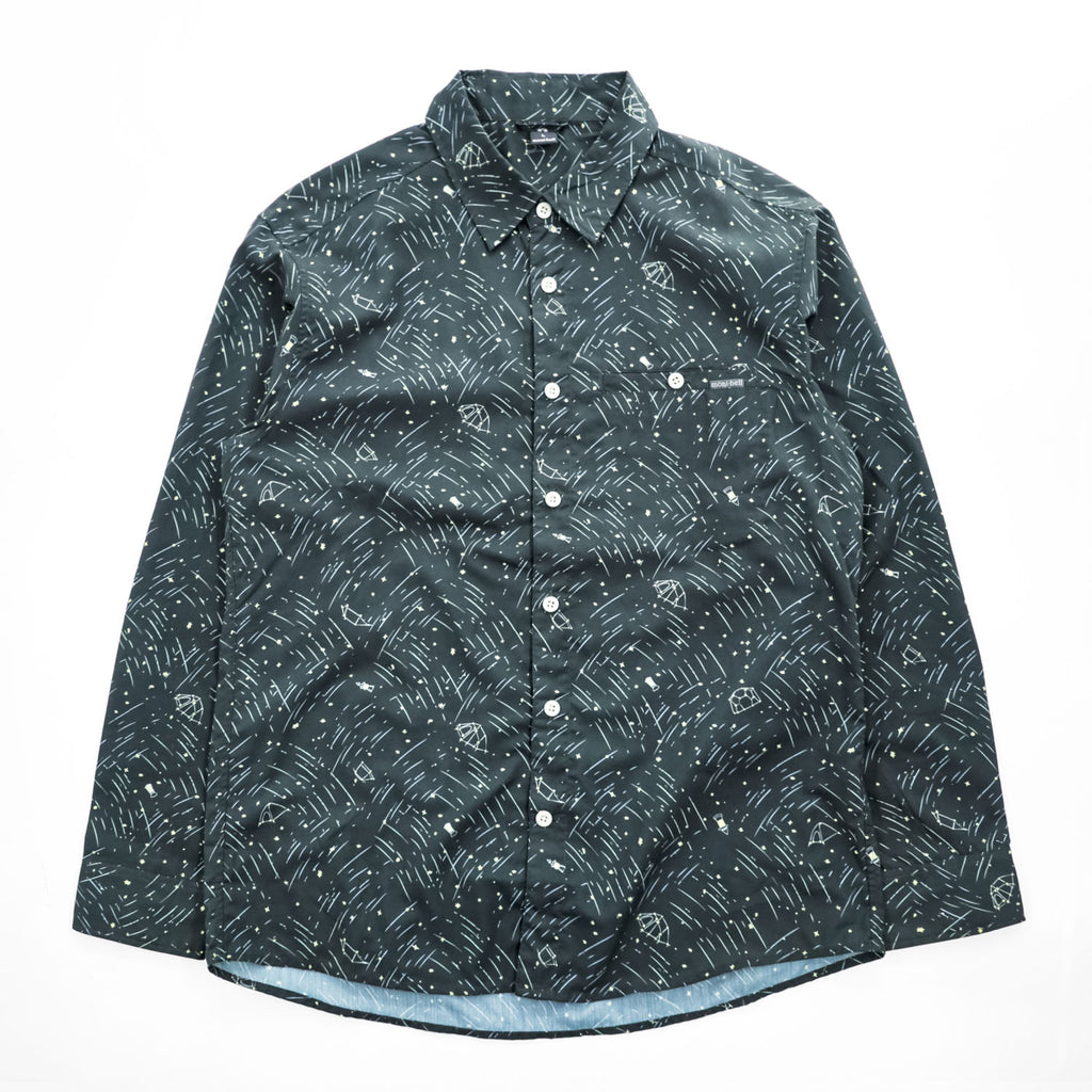 mont-bell WIC.ライト プリント ロングスリーブシャツ 長袖シャツ L グリーン 総柄 1114284