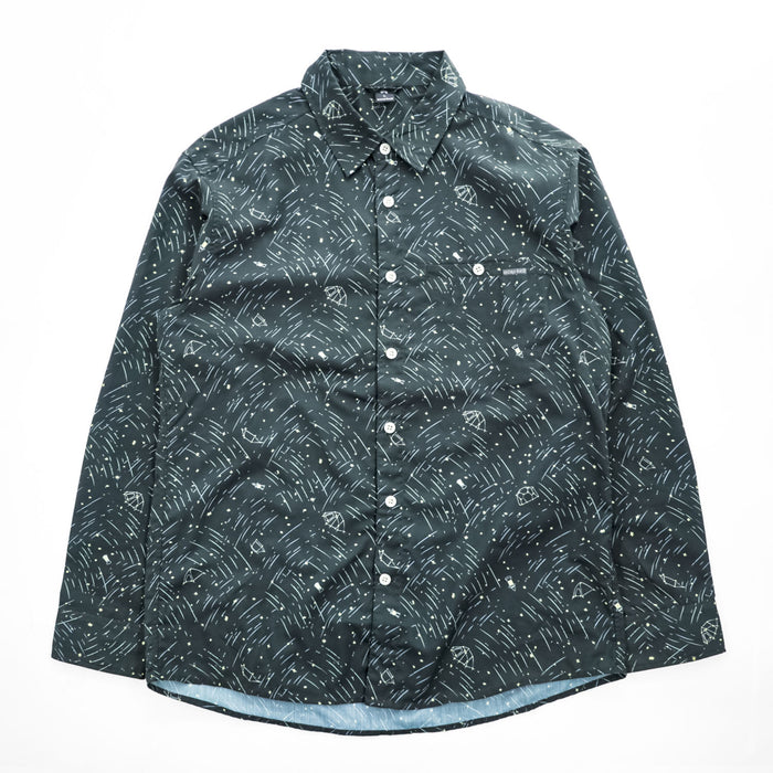 mont-bell WIC.ライト プリント ロングスリーブシャツ 長袖シャツ L グリーン 総柄 1114284