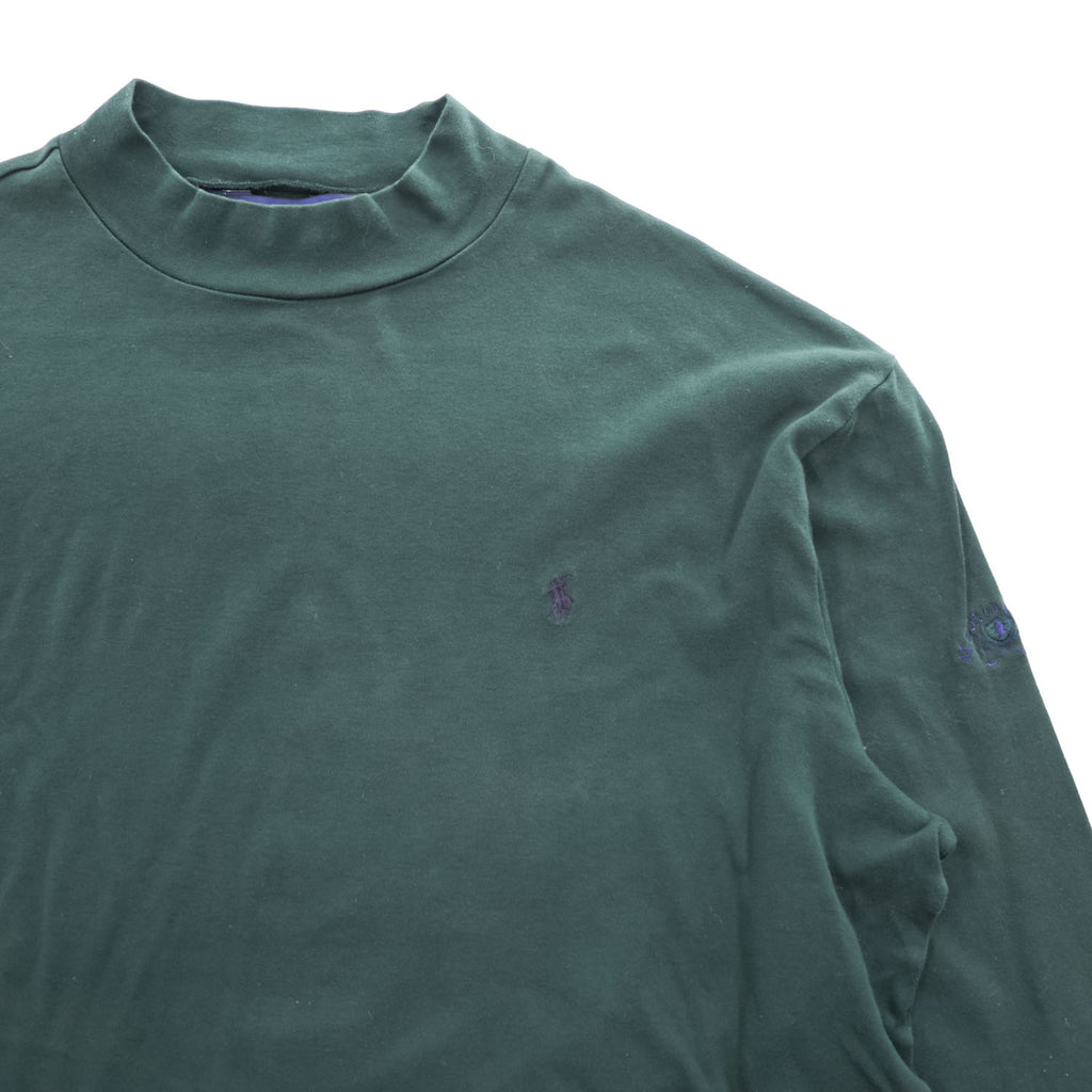 Polo Ralph Lauren 90年代 ヴィンテージ ピマコットン モックネック 長袖Tシャツ ダークグリーン POLO GOLF