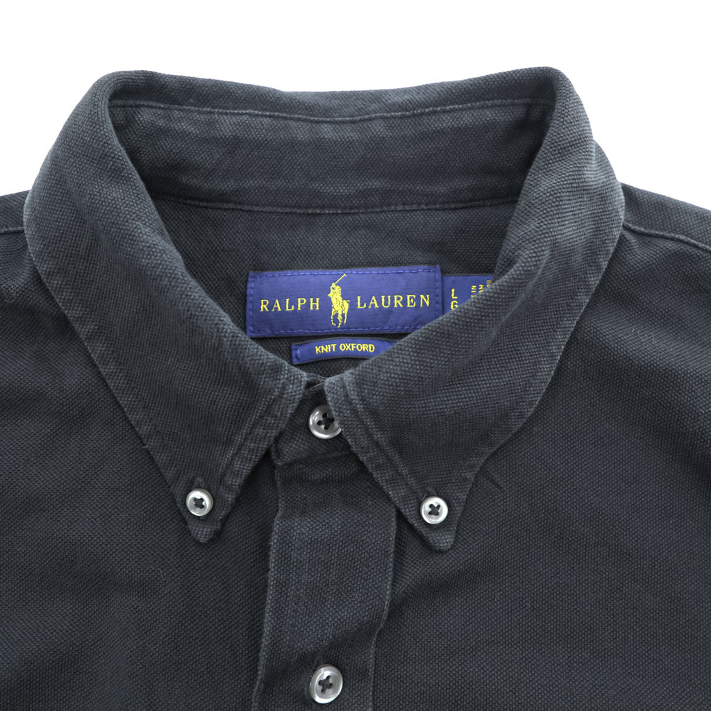Ralph Lauren ニットオックスフォード 長袖シャツ  L ブラック ポニー刺繍 KNIT OXFORD ボタンダウン