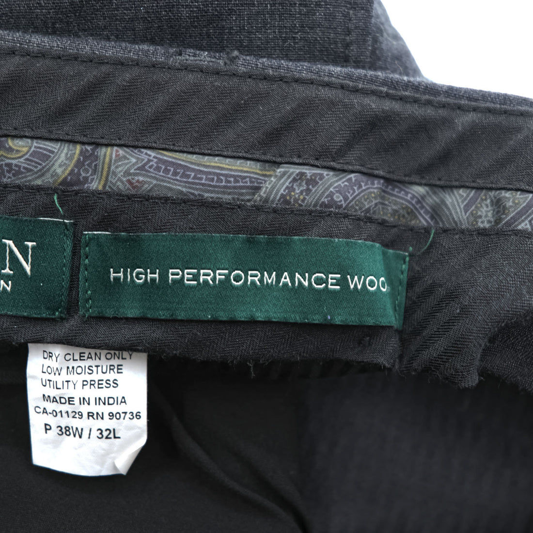 LAUREN RALPH LAUREN High Performance Wool Dress Pants Charcoal Gray 38W/32L Made in India