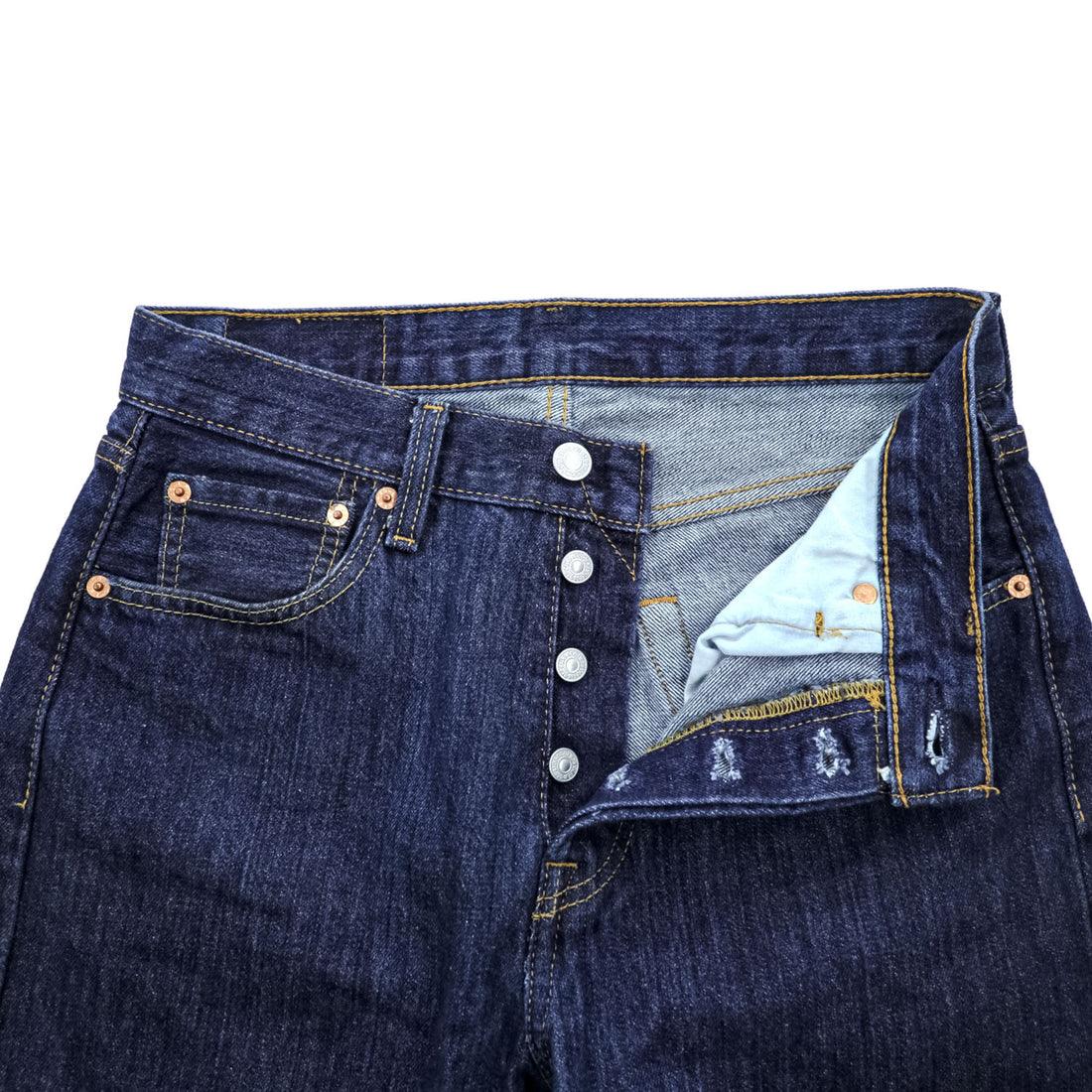 Levi Strauss 501 Denim Jeans S Dark Indigo Blue Button Fly 00501-0115